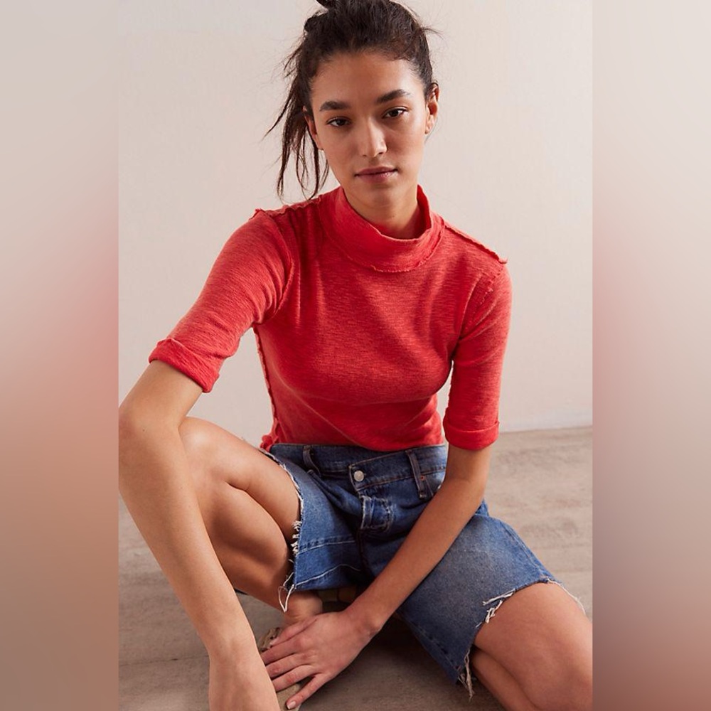 NWOT We the Free People For the Boys Cotton Soft Ribbed Turtleneck Sz S